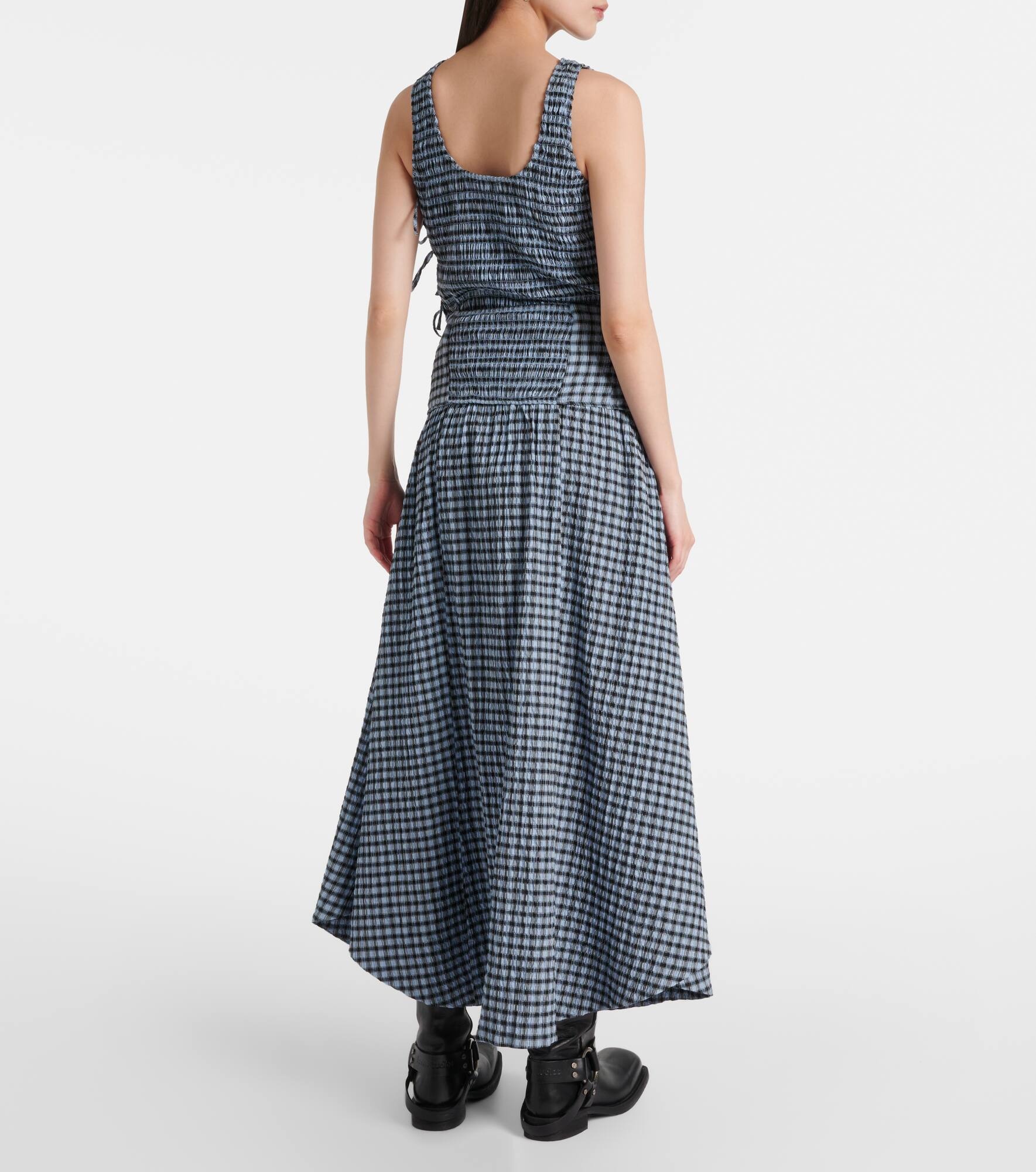 Gingham high-rise cotton-blend maxi skirt - 3