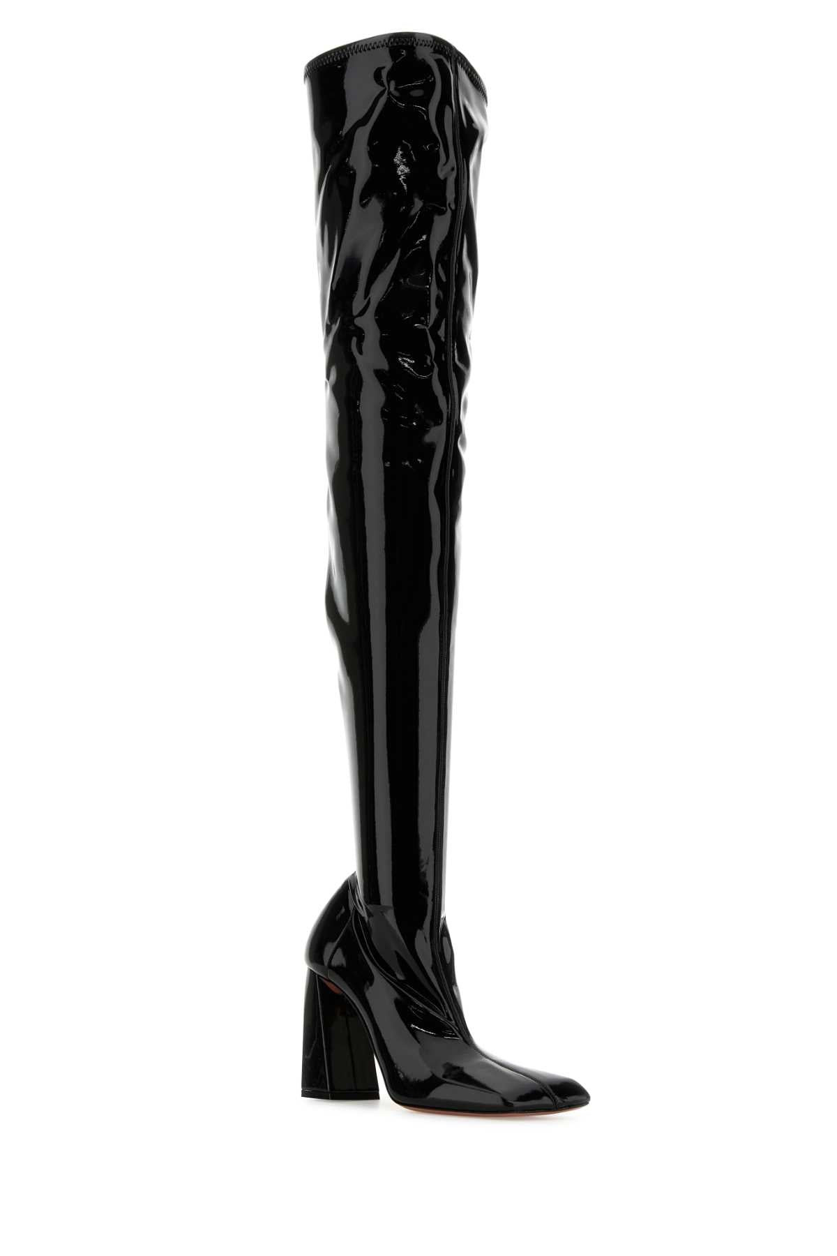 Amina Muaddi Women Black Latex Marine Boots - 2