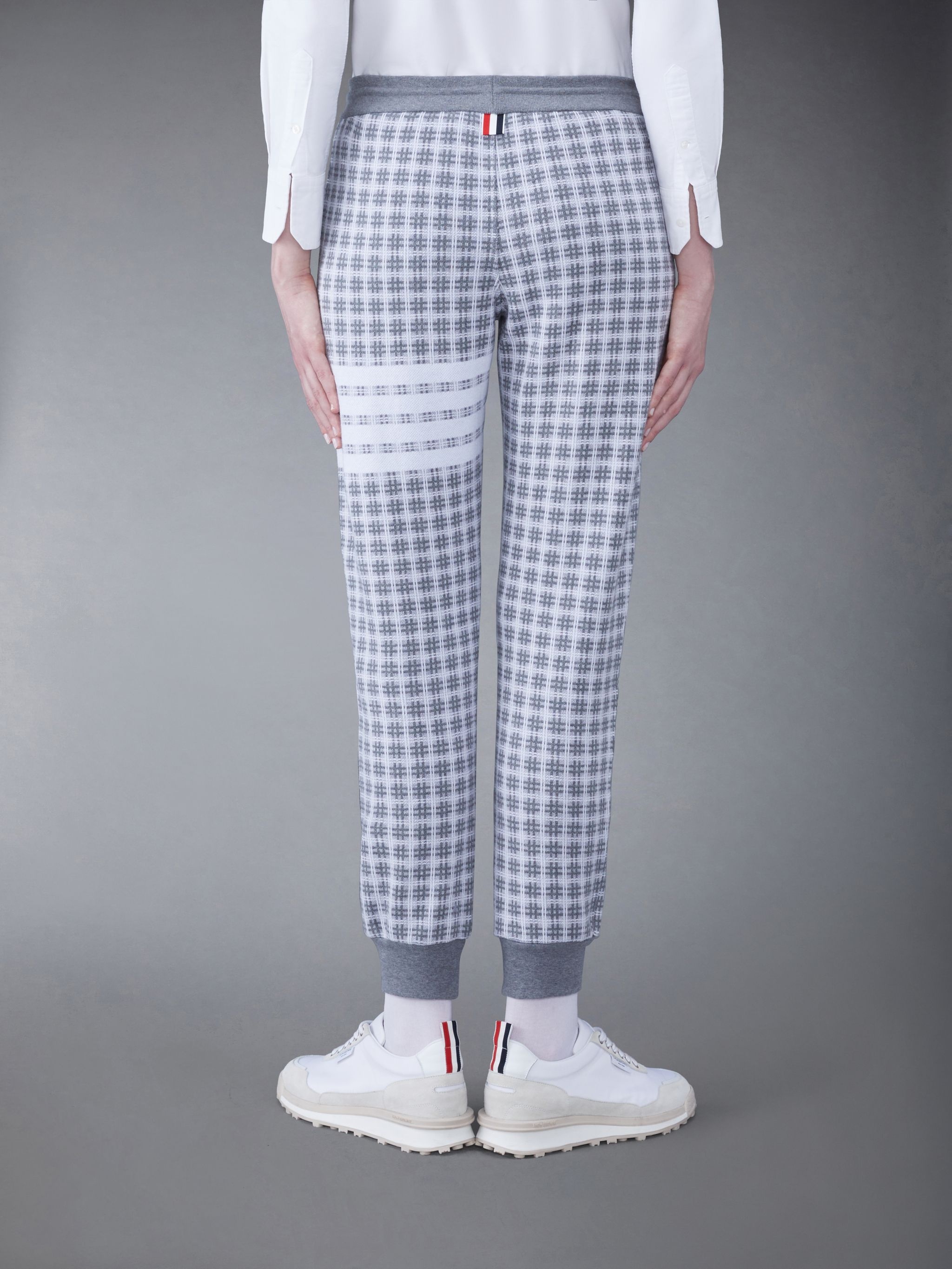 checked jacquard track pants - 3