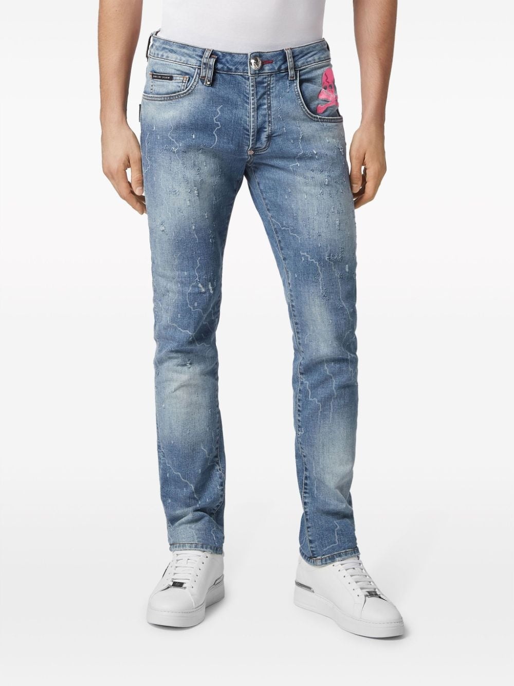 skull-print straight-leg jeans - 3