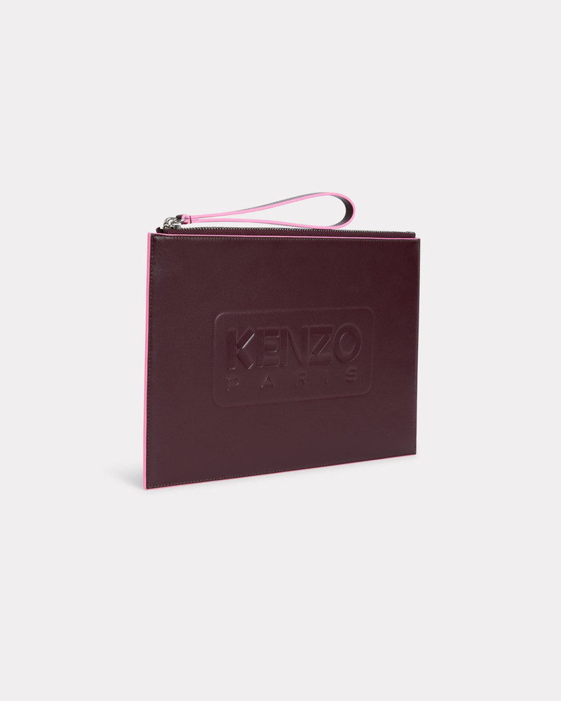 'KENZO Emboss' large clutch in leather 1