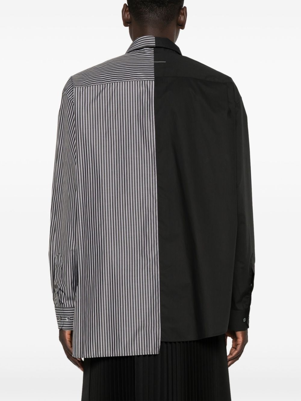 Spliced numbers-motif cotton shirt - 4