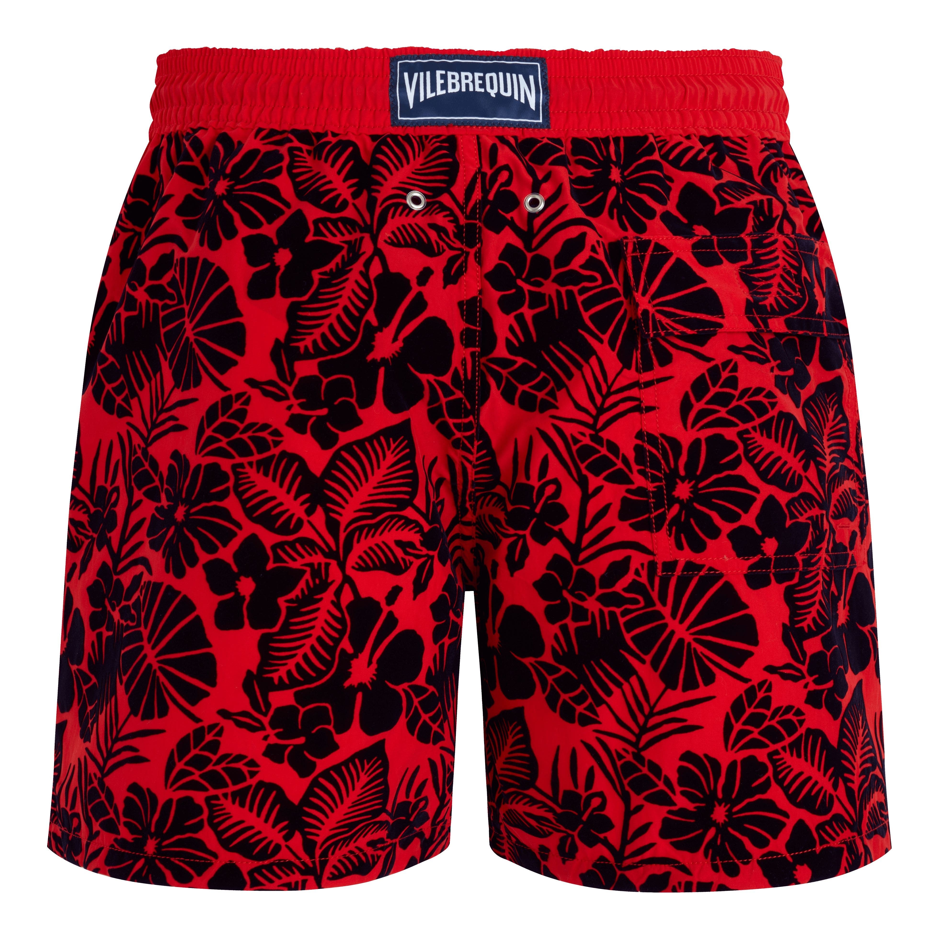 Vilebrequin Men's Flowers Flocked Swim Shorts in Coquelicot at Nordstrom - 4