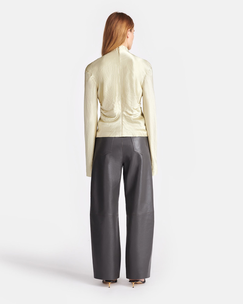 Crinkled-Satin Turtleneck Top 4