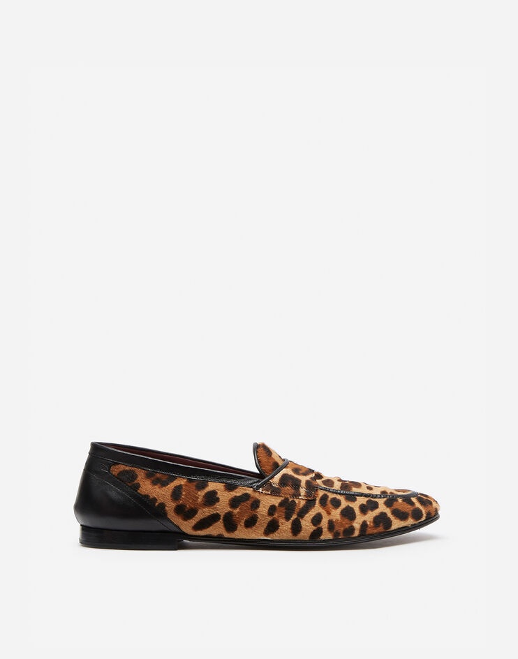 Leopard print slippers with pony hair effect - 1