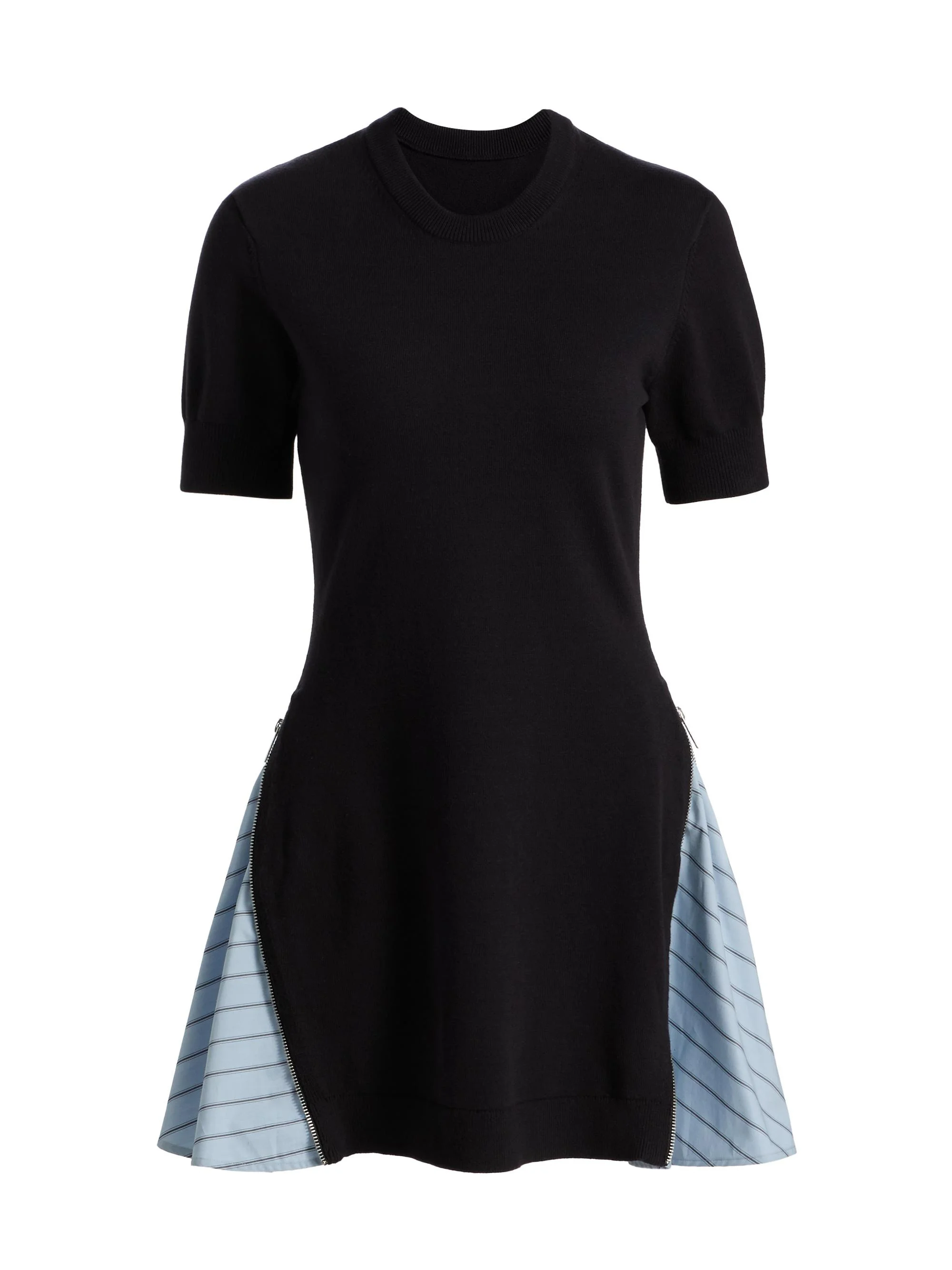 Women's Knit Cotton Fit & Flare Minidress - Black Oxford Blue Multi - 1