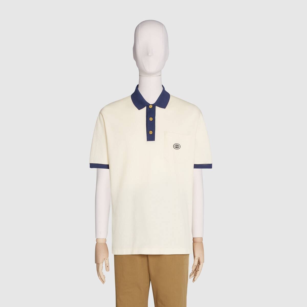 Cotton polo with Interlocking G patch - 3