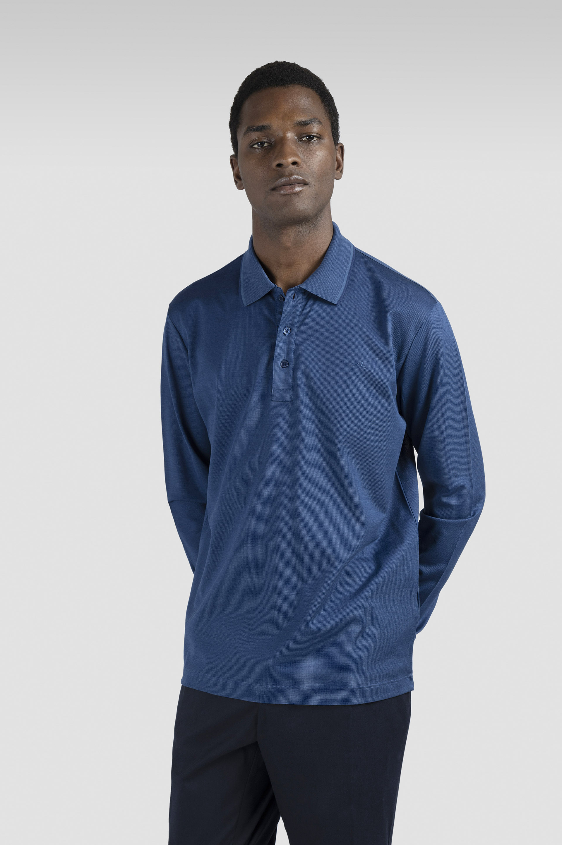 TWO-TONE PIQUÉ COTTON POLO SHIRT WITH SHARK FIN EMBROIDERY - 6
