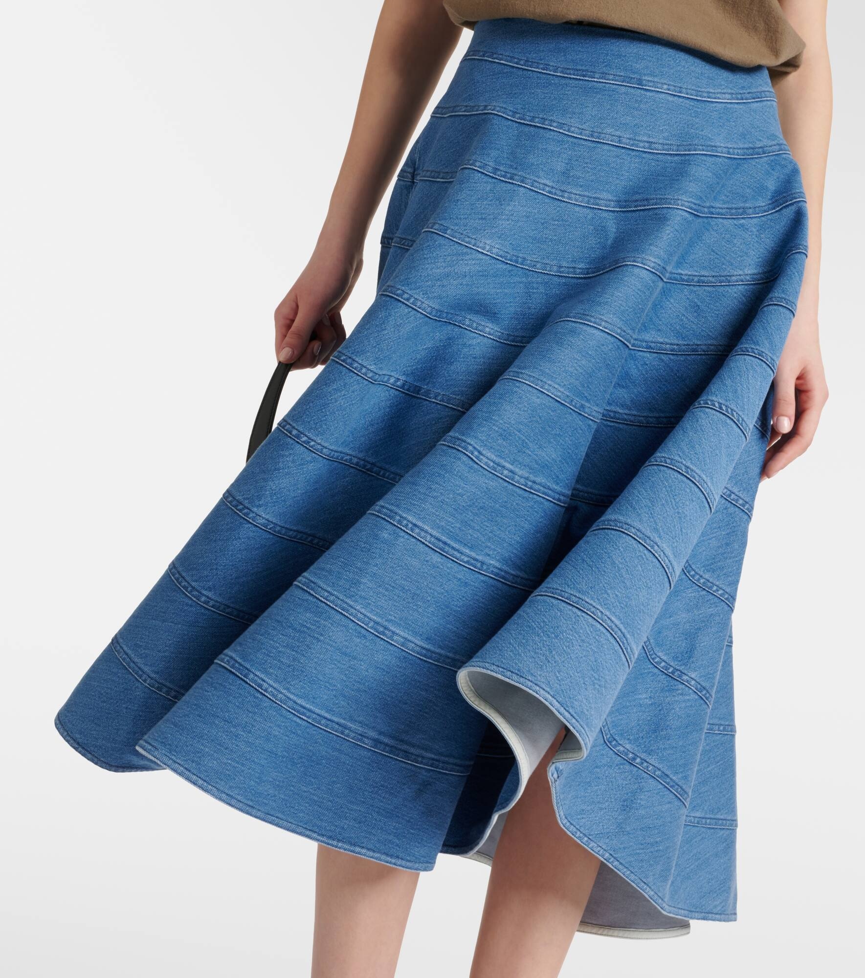 Grace paneled denim midi skirt - 5