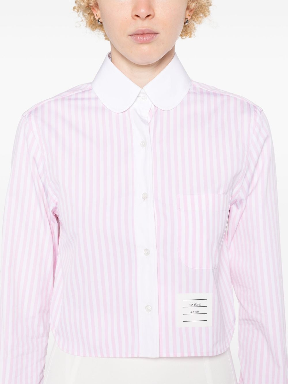 striped cotton cropped shirt - 5
