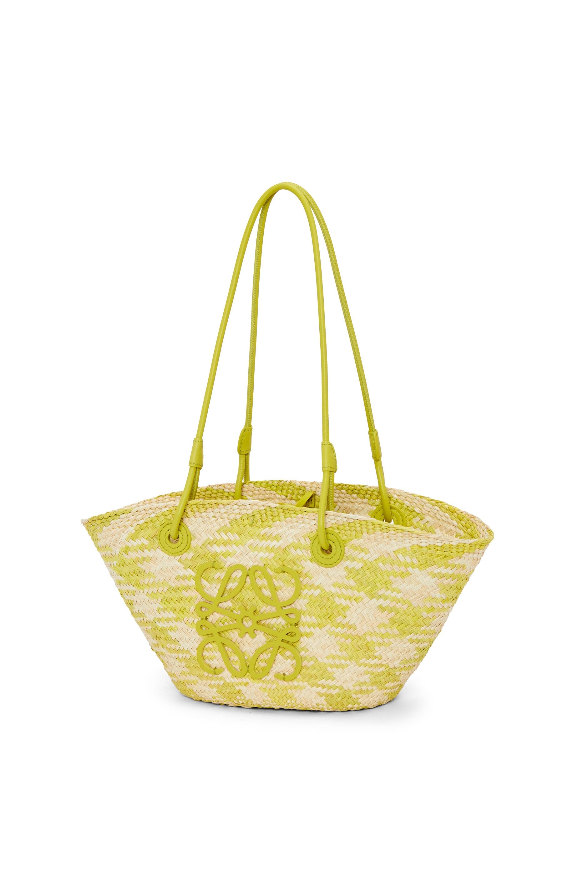 Small Anagram Basket bag in iraca palm and calfskin - 3