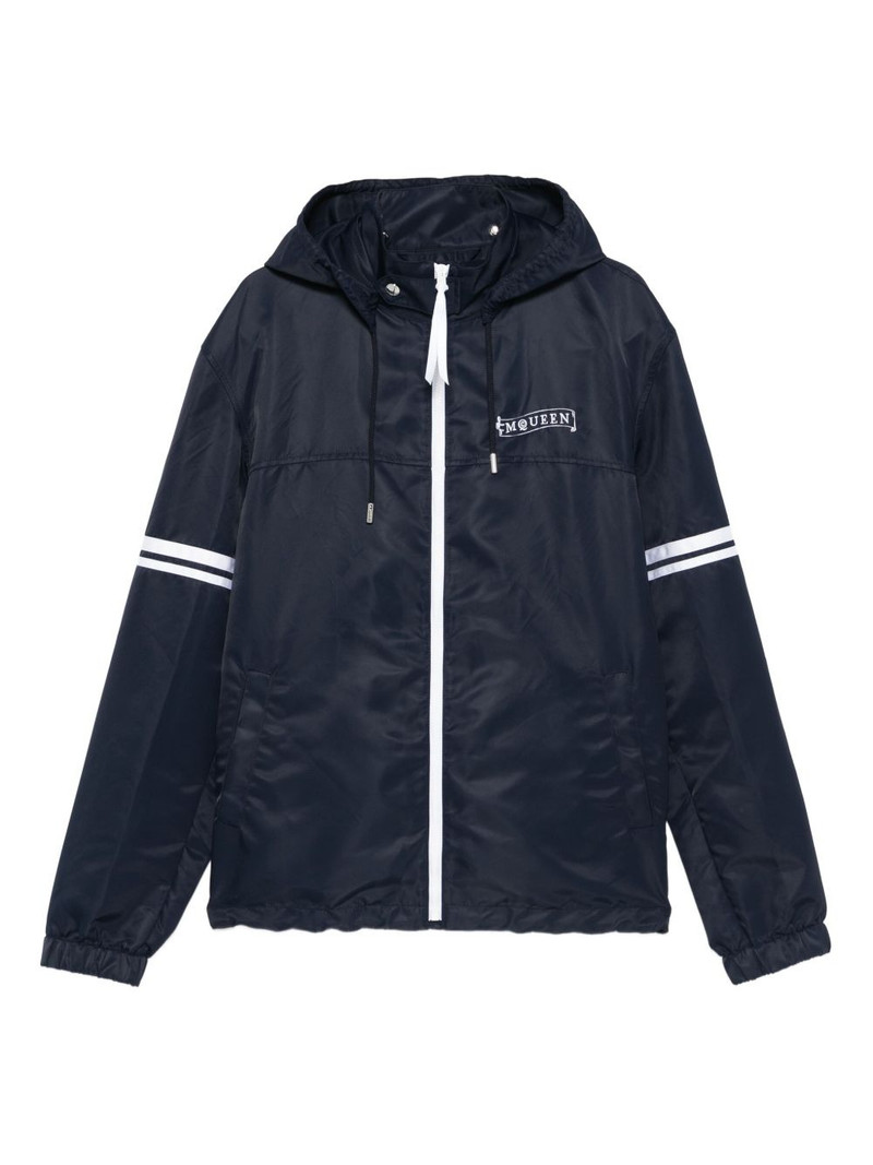 hooded stripe-detail jacket 1