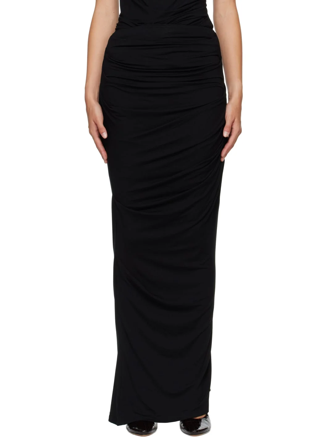Black Drape Maxi Skirt - 1