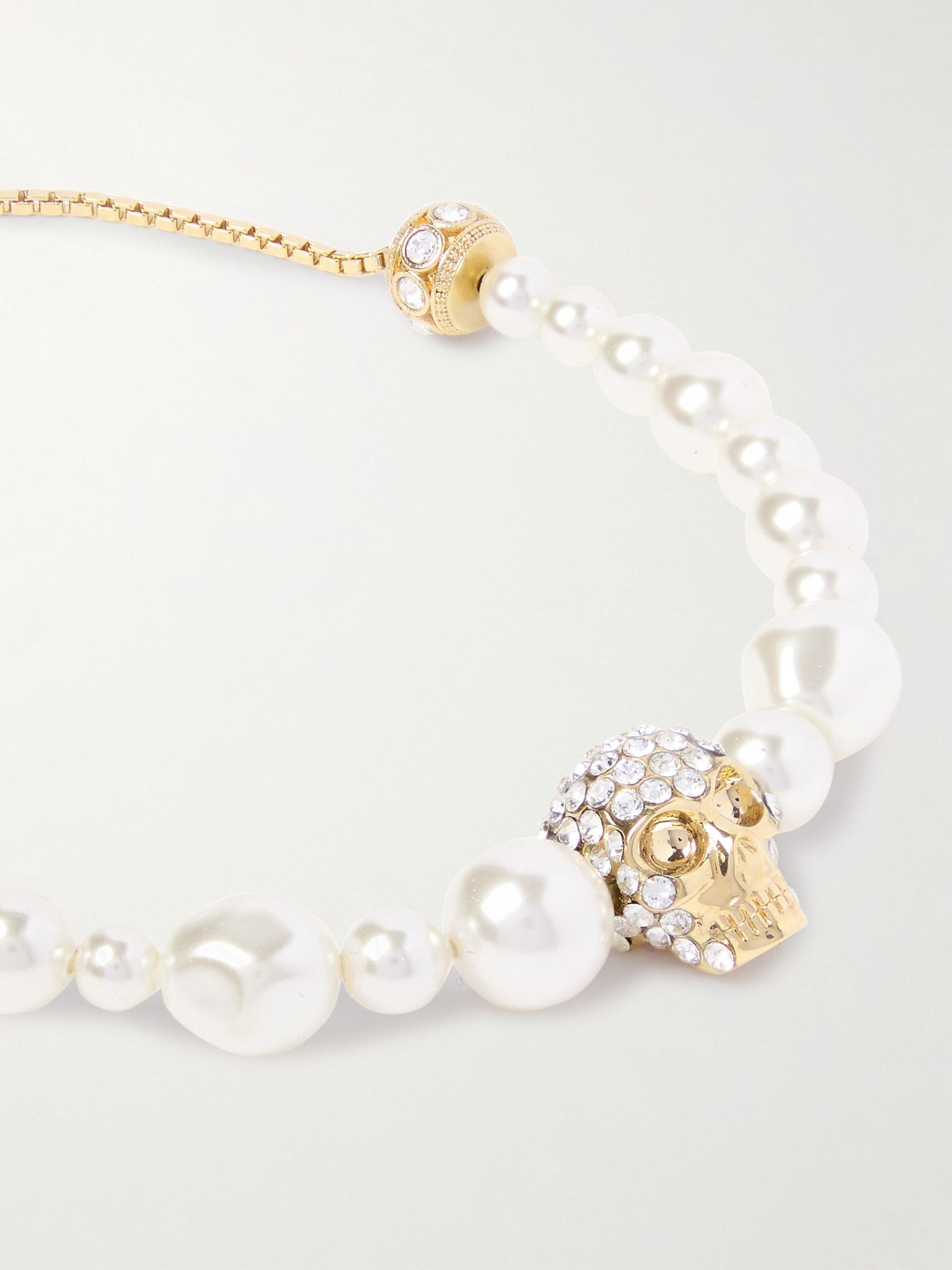 Gold-tone, crystal and faux pearl bracelet White - 4