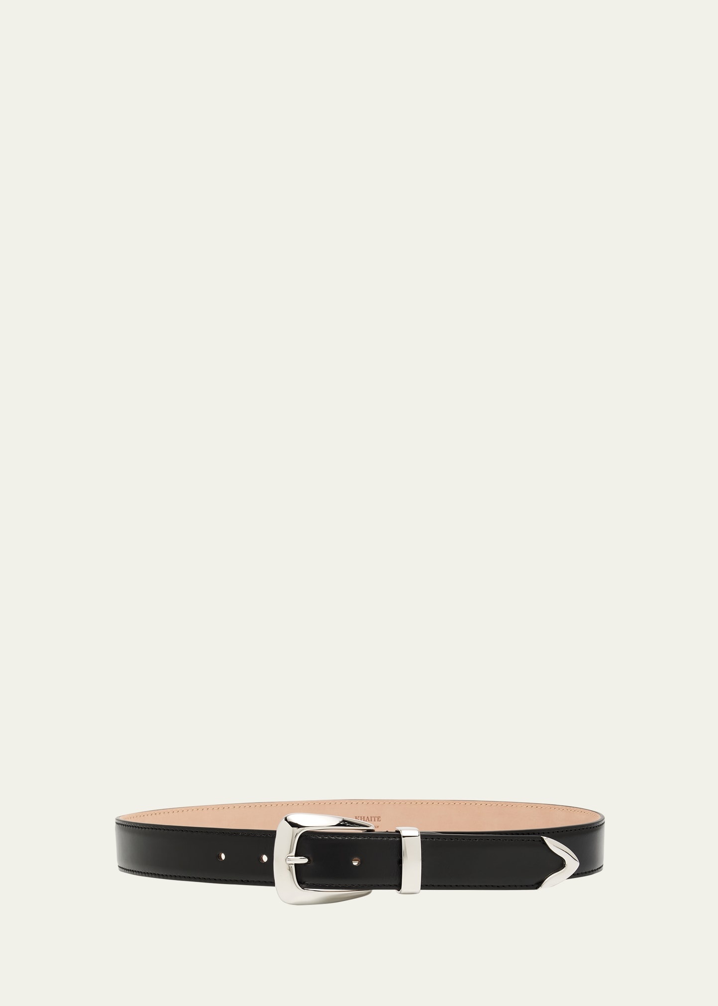 Benny Silvertone Buckle Leather Belt - 1