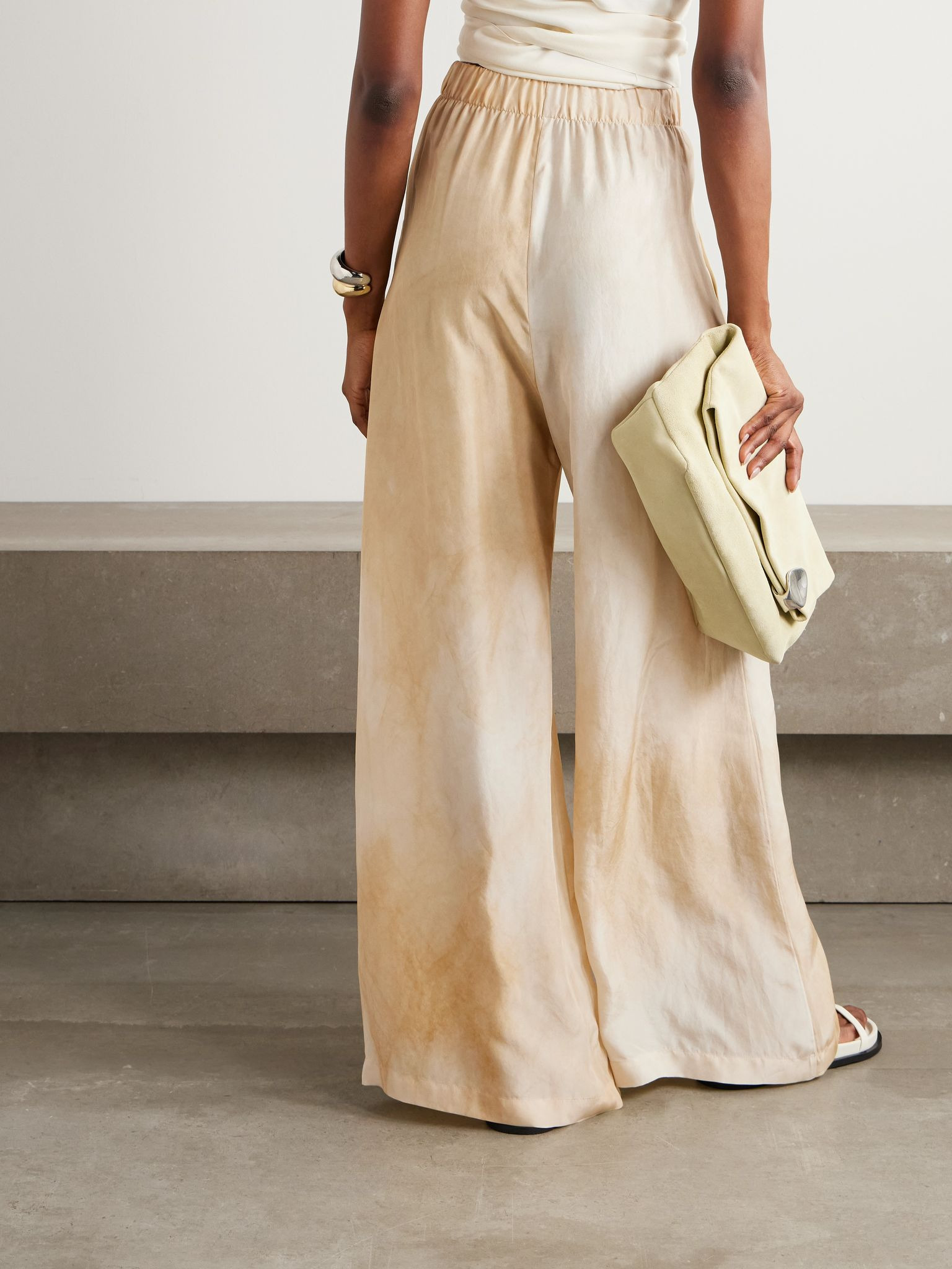 Dream pleated silk wide-leg pants Ivory - 3