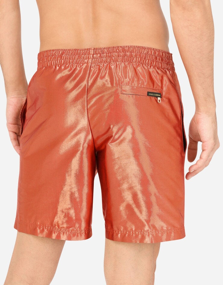 Mid-length swim trunks with metal DG logo - 5