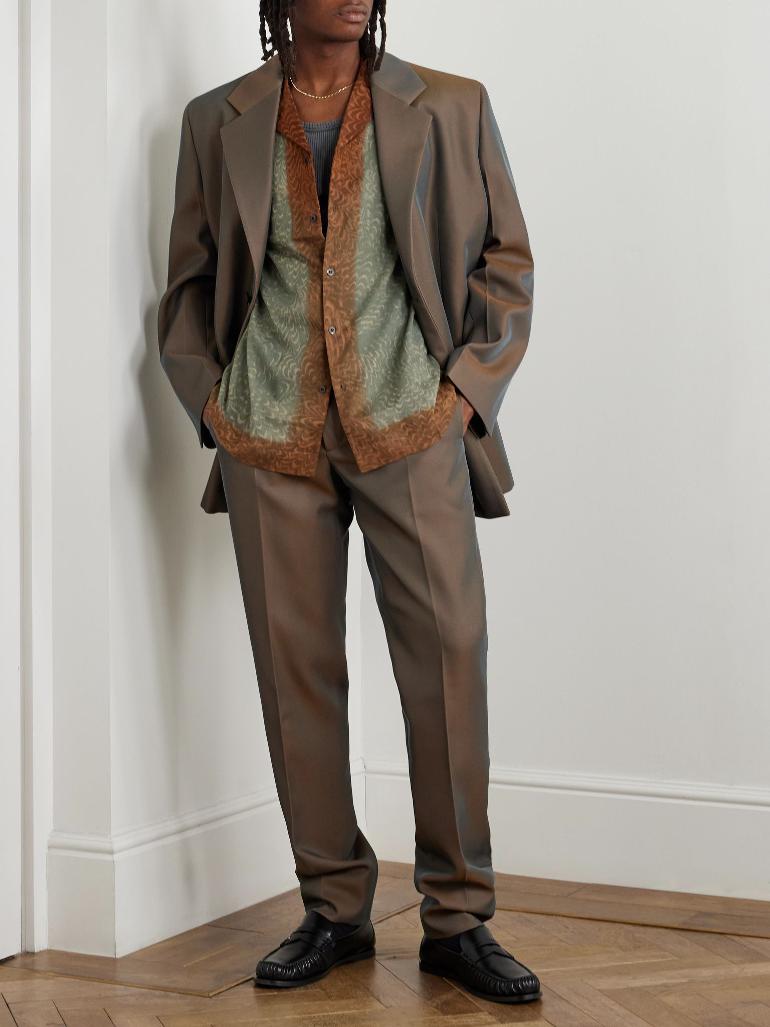 Straight-Leg Virgin Wool-Blend Twill Trousers Beige - 2