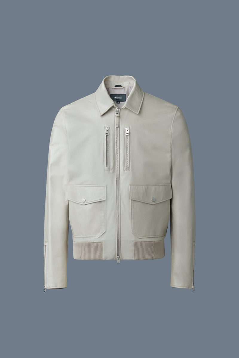 CHANCE Spread Collar Leather Jacket 1