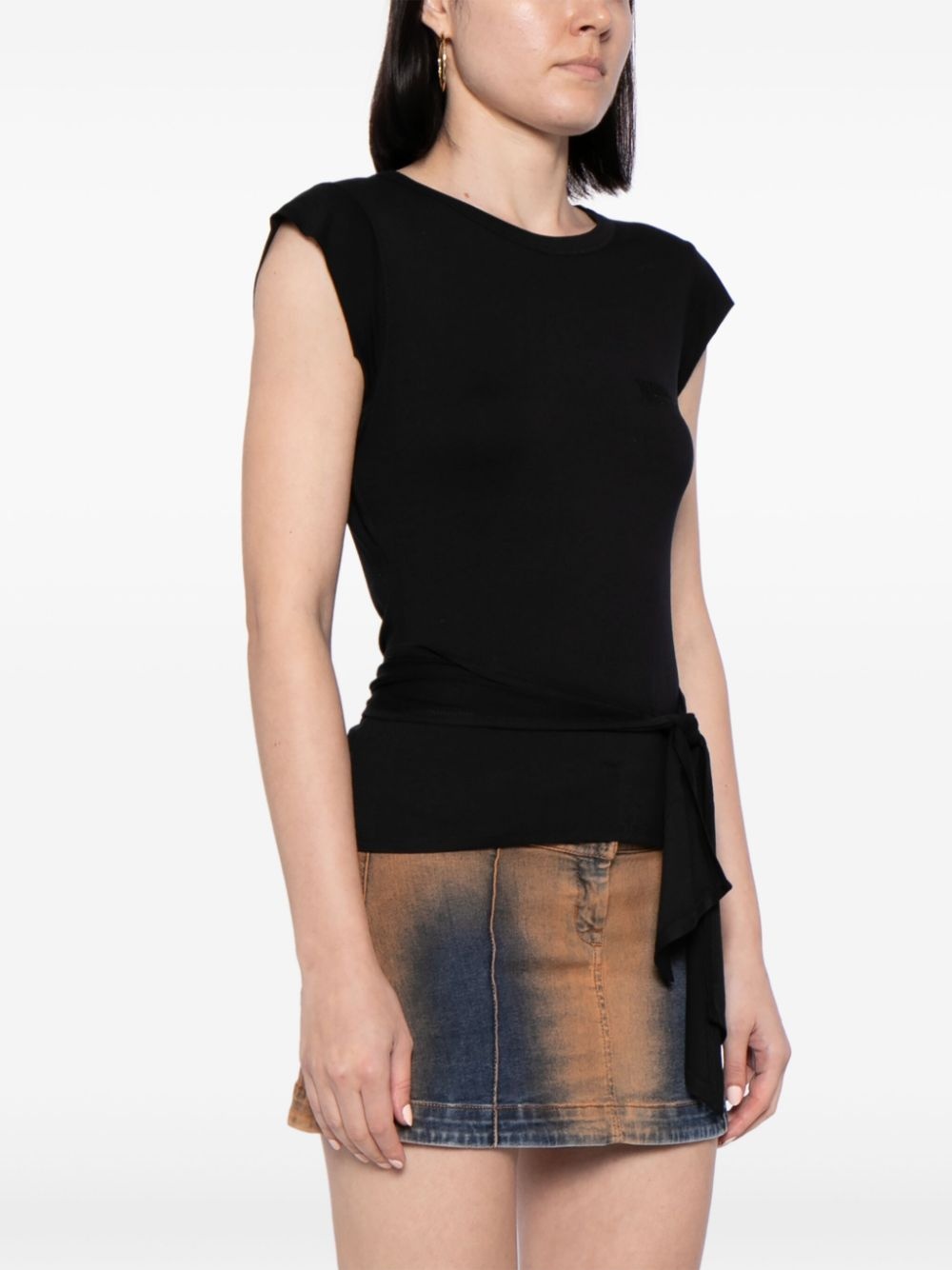 strap-detail cap-sleeves T-shirt - 3
