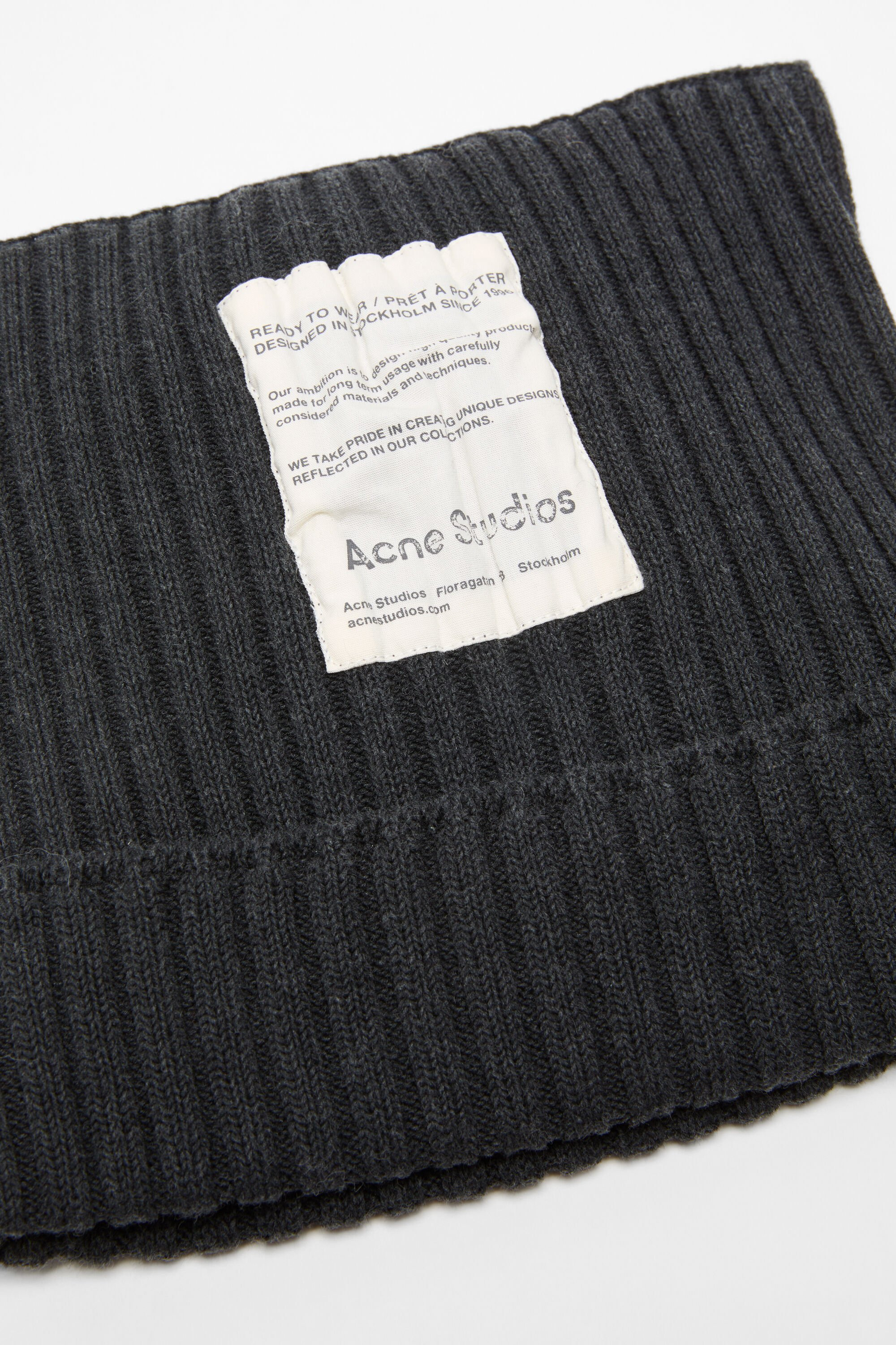 Ribbed square beanie - Dark grey melange - 3