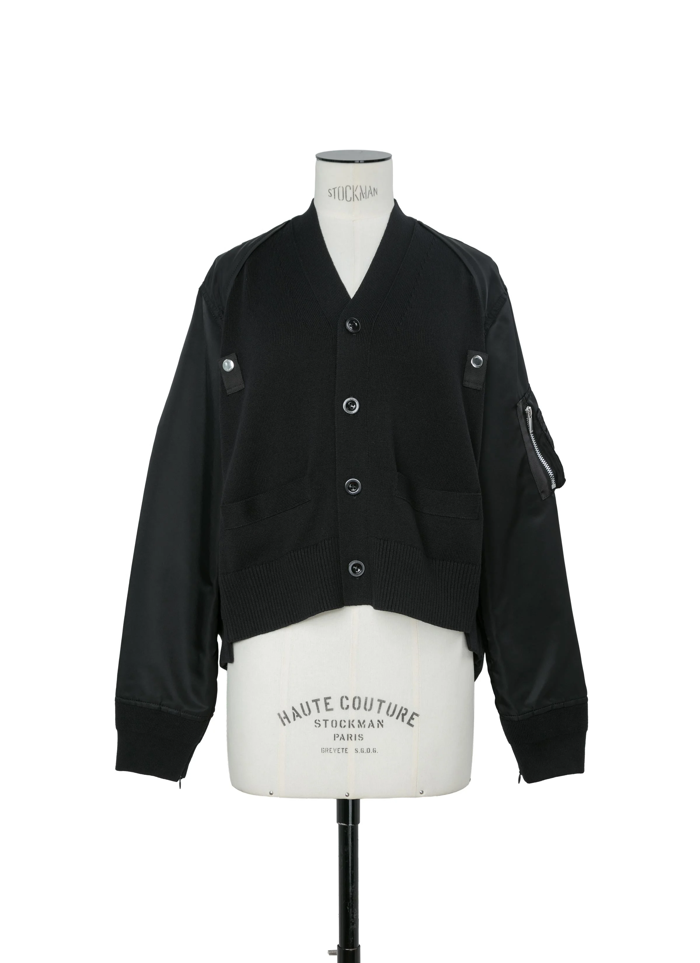 Nylon Twill x Cotton Knit Cardigan - 1