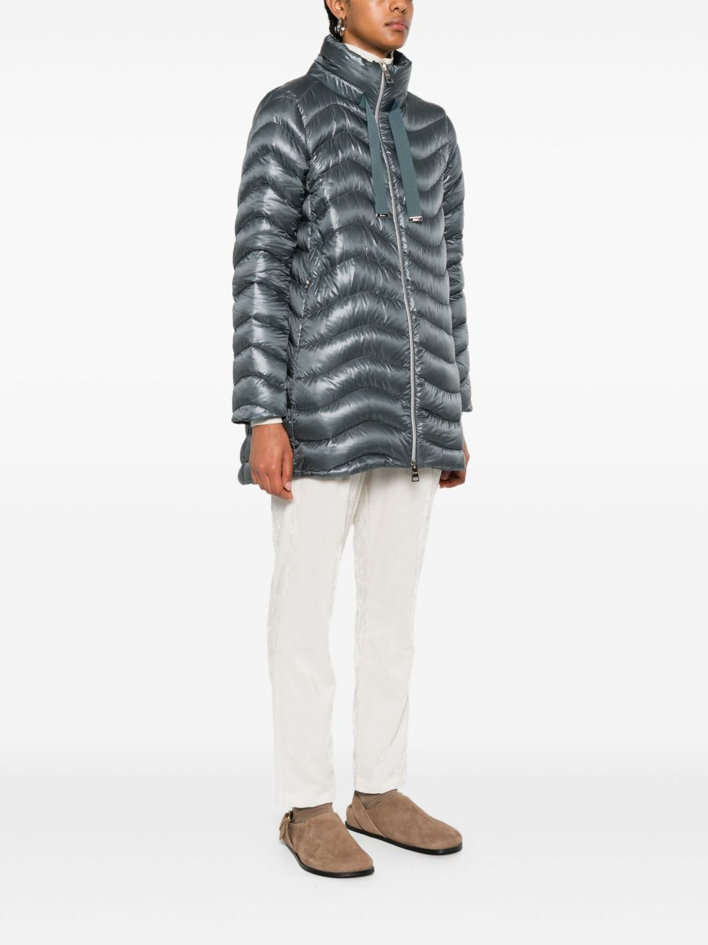 funnel-neck quilted coat - 3