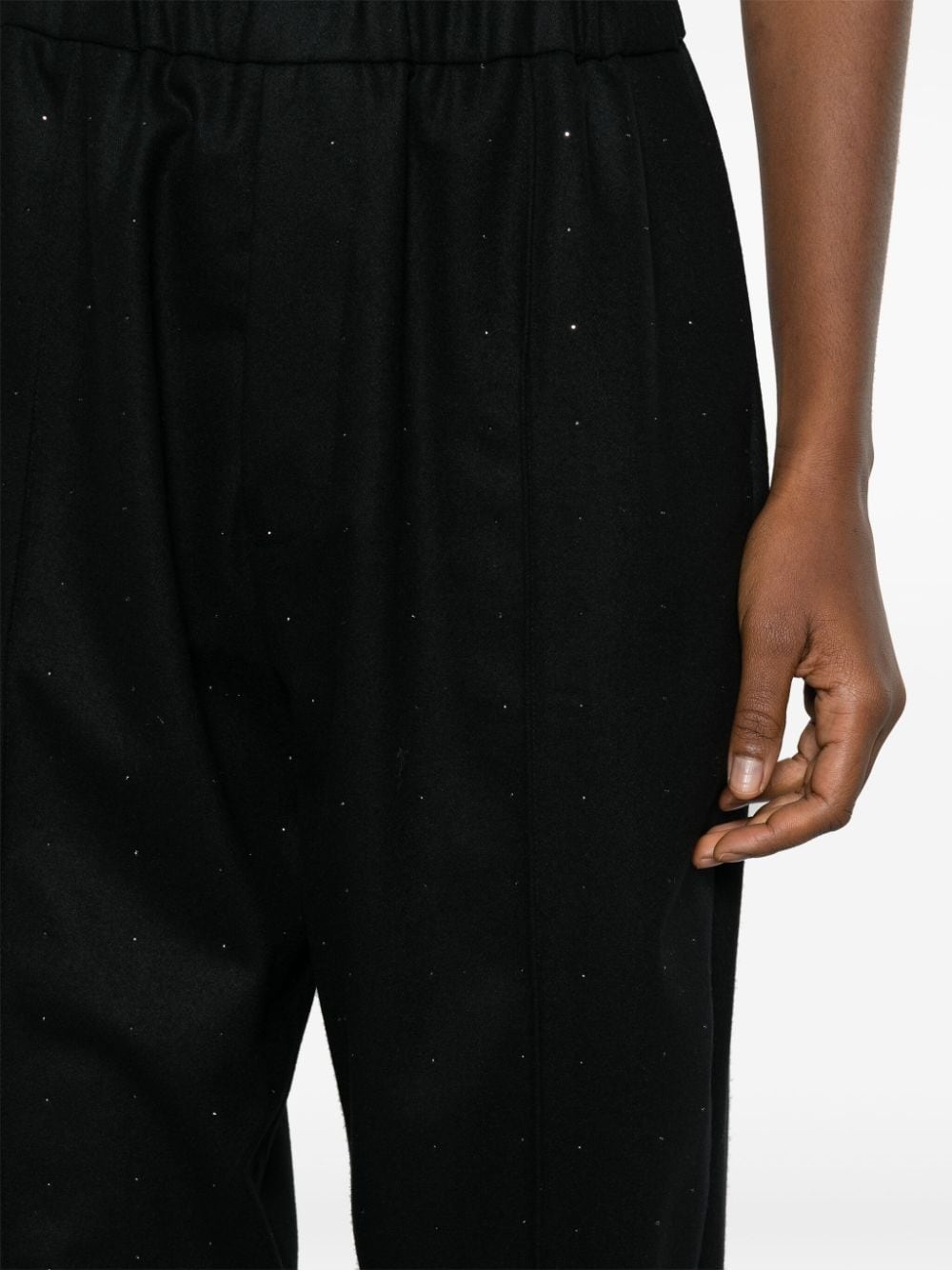rhinestone-embellished tapered wool trousers - 5