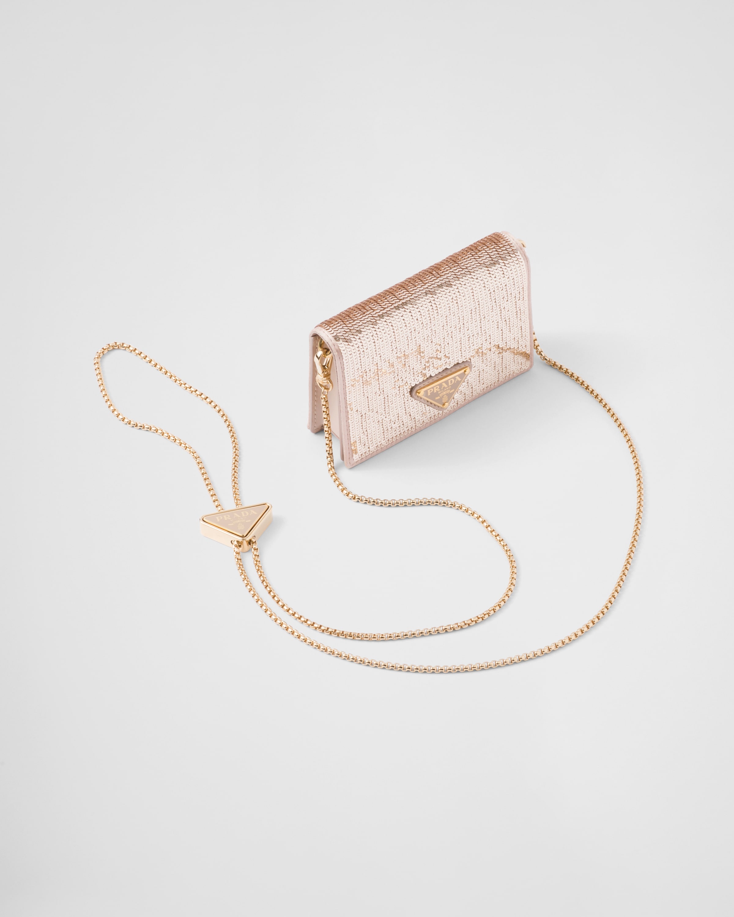 Prada Sequined card holder with shoulder strap | prada