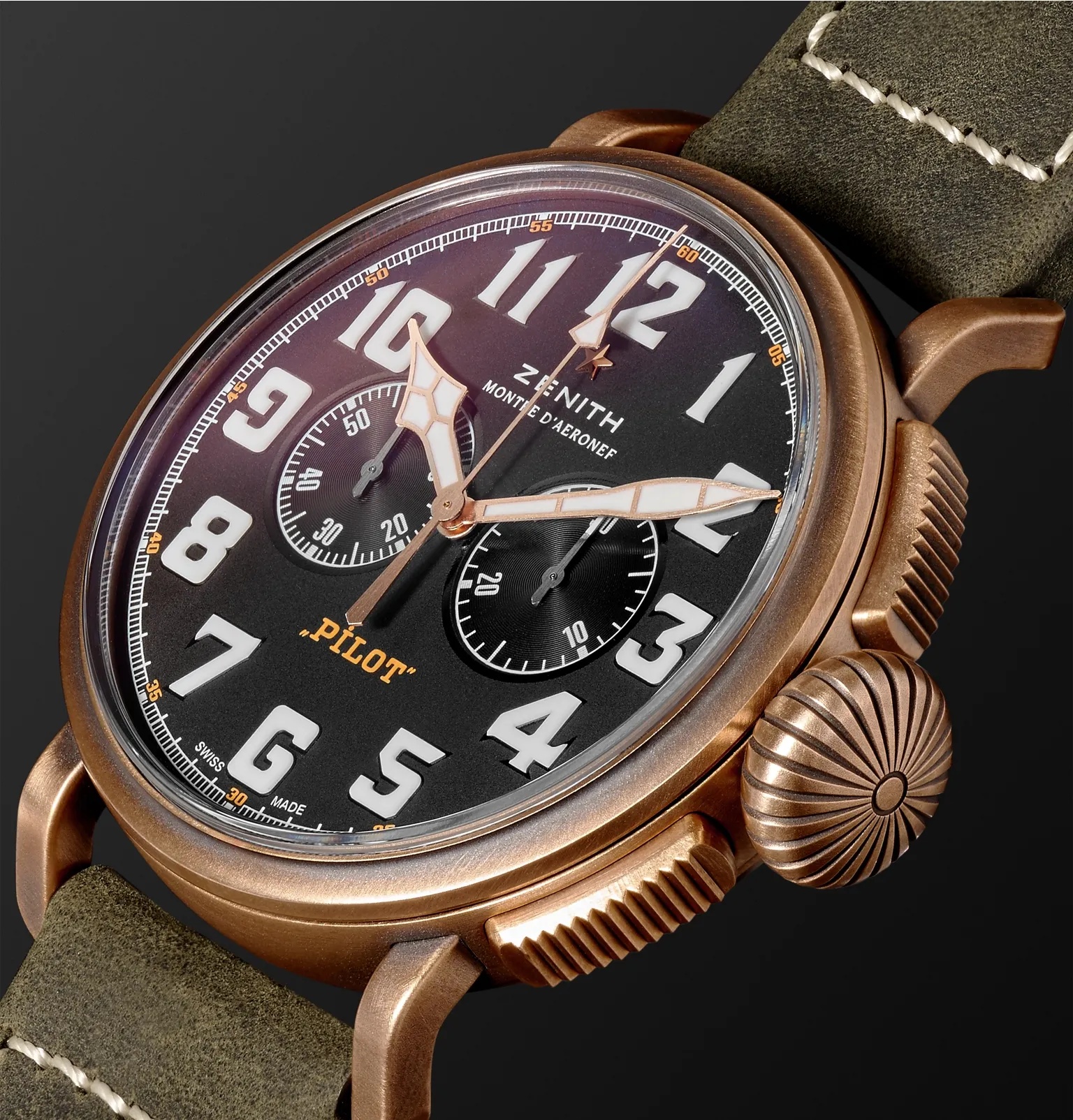 Pilot Type 20 Extra Special Automatic Chronograph 45mm Bronze and Nubuck Watch, Ref. No. 29.2430.406 - 4