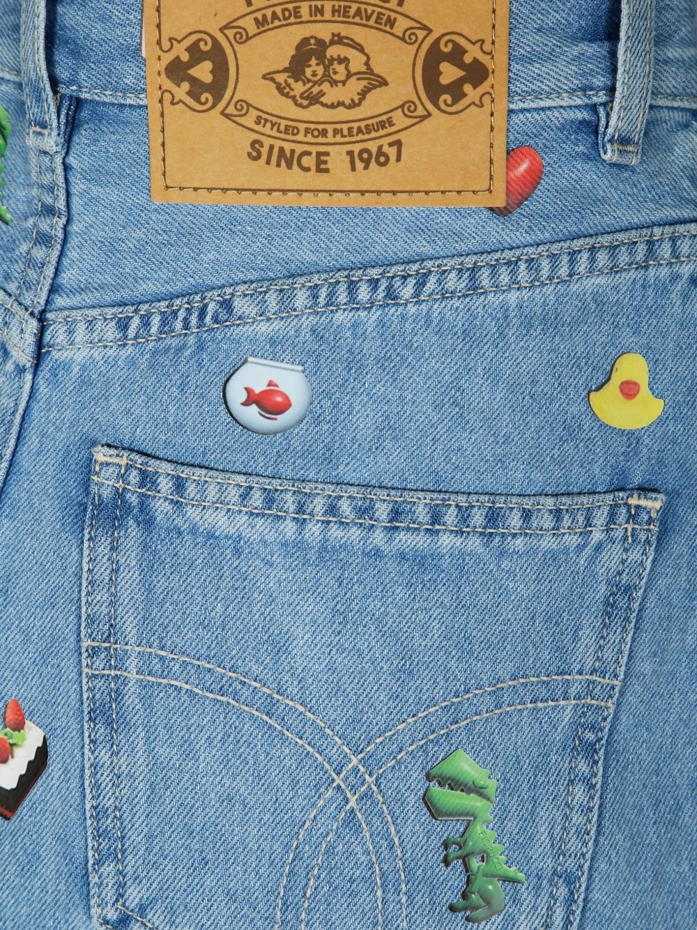 graphic-appliqué denim skirt - 3