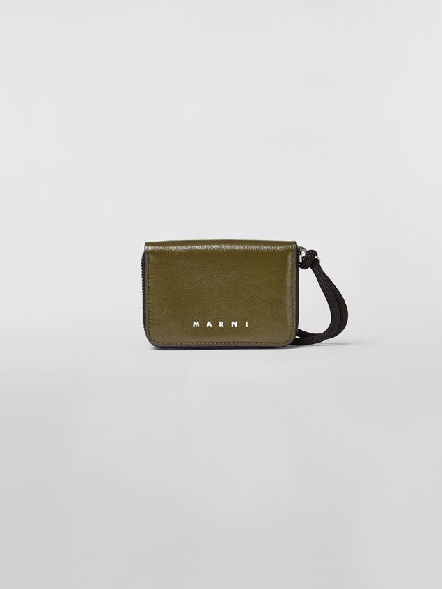 ZIP-AROUND BI-COLOURED SHINY CALFSKIN WALLET - 1