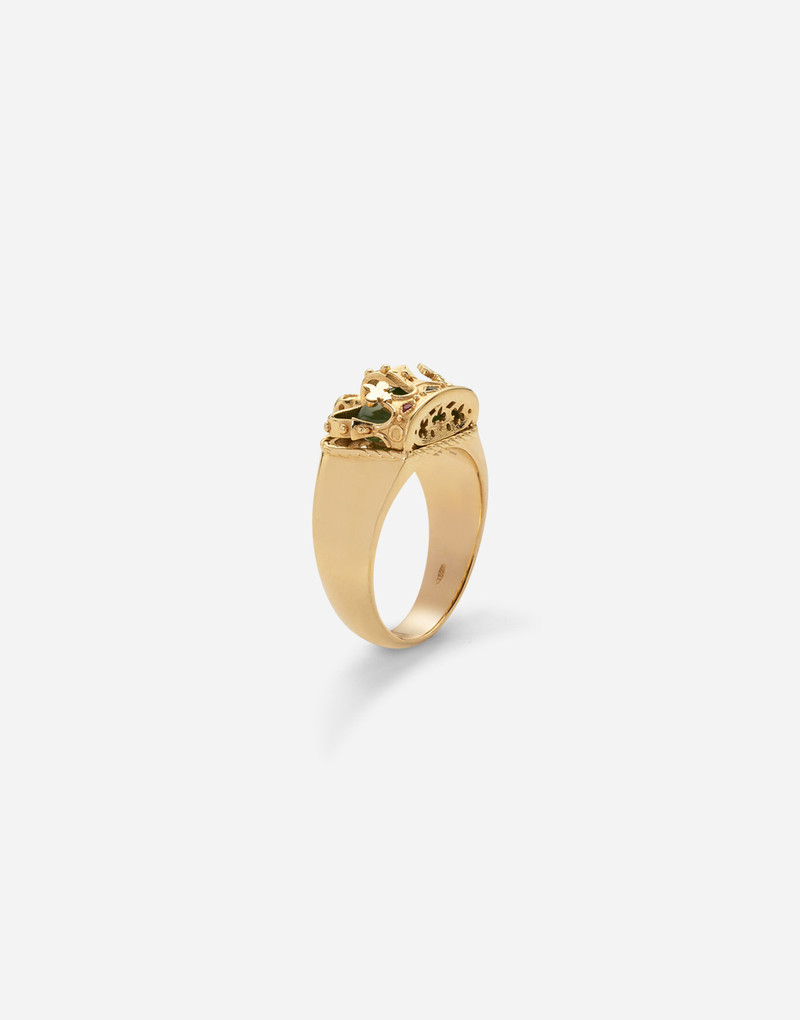 Dolce & Gabbana Crown yellow gold ring with green jade on the inside outlook