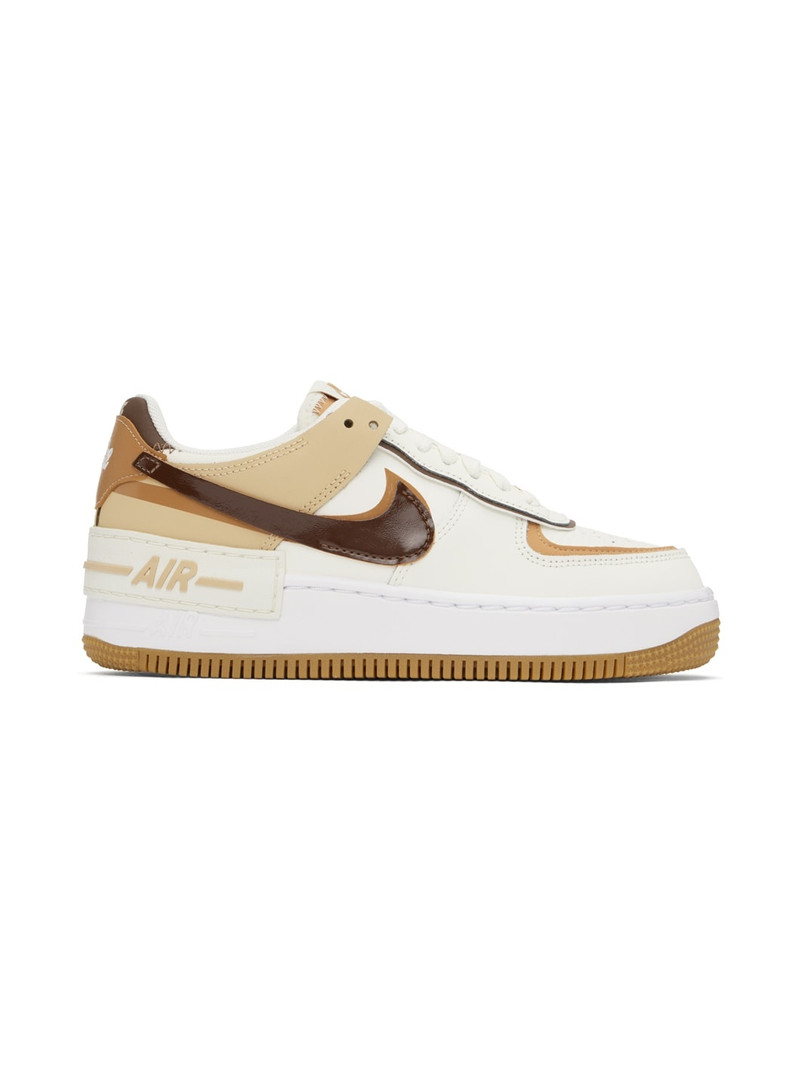 White & Brown Air Force 1 Shadow Sneakers - 1