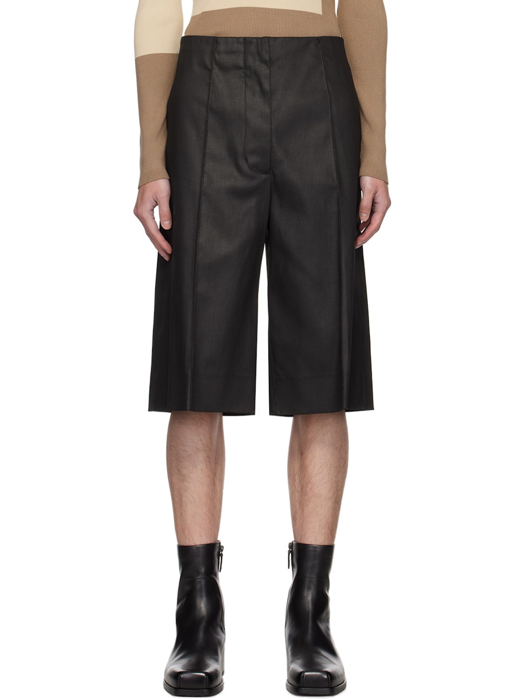 Black Oversized Denim Shorts - 1