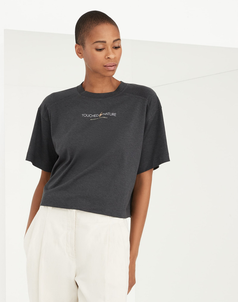 Cropped Nature T-shirt의 코튼 경량 저지와 monili 1