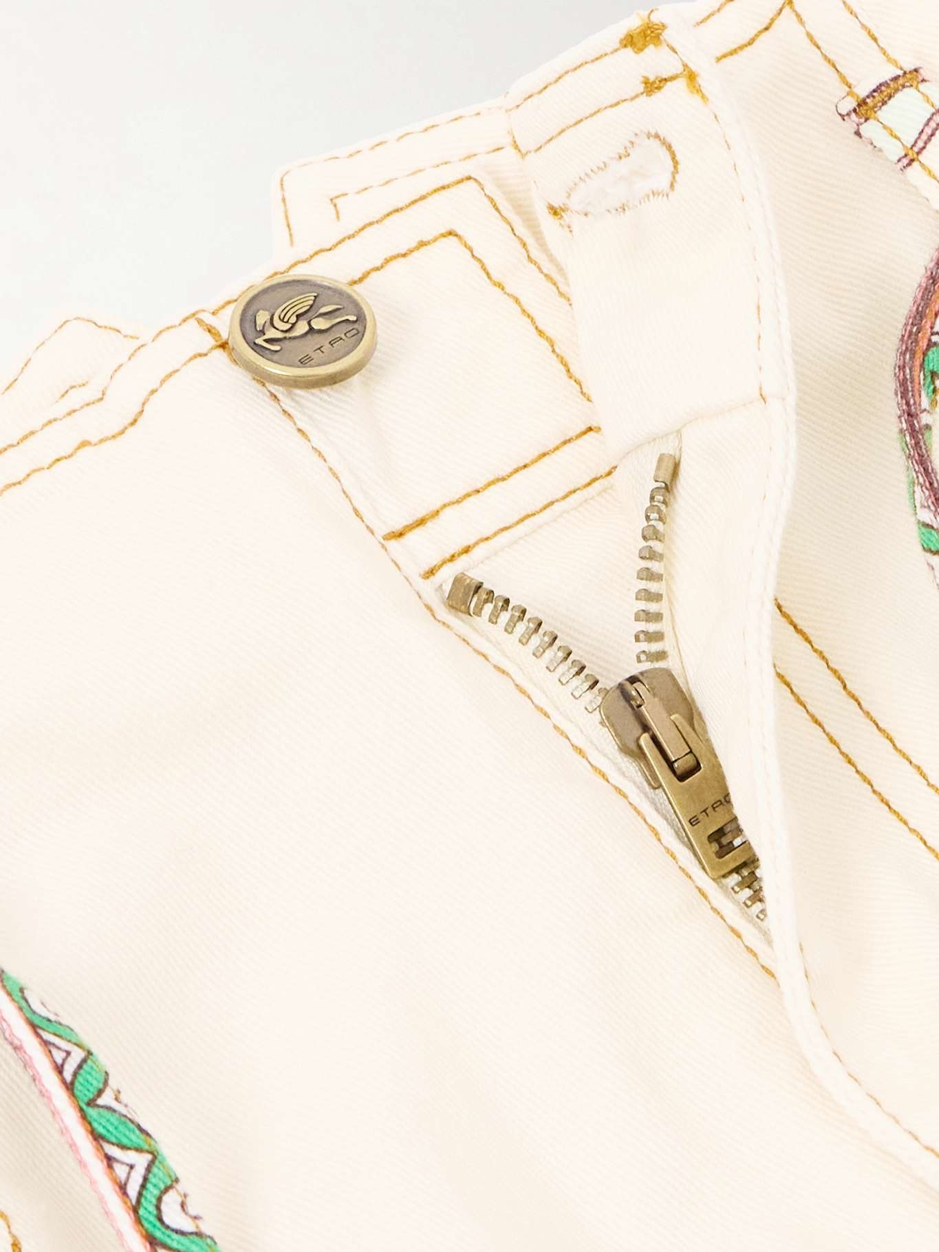 Belted printed wide-leg jeans White - 4