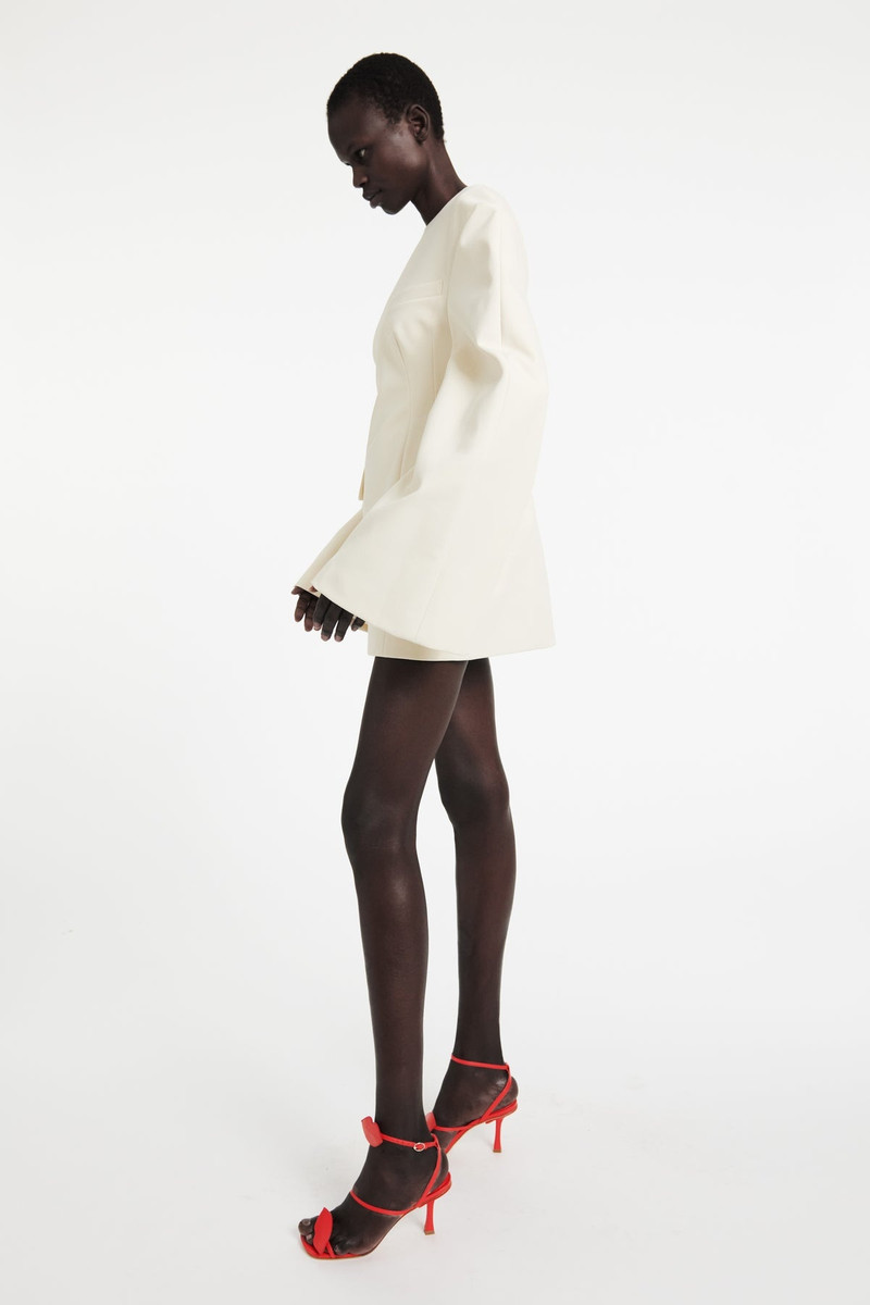 A.W.A.K.E. MODE ROUNDED SLEEVE TAILORED MINI DRESS ECRU outlook