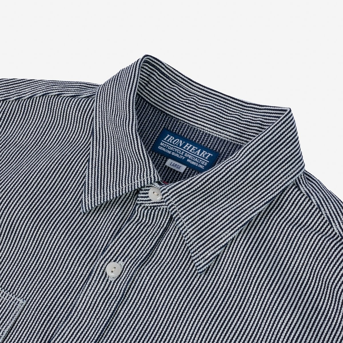 IHSH-366-IND 8oz Herringbone Hickory Stripe Work Shirt - Indigo - 7