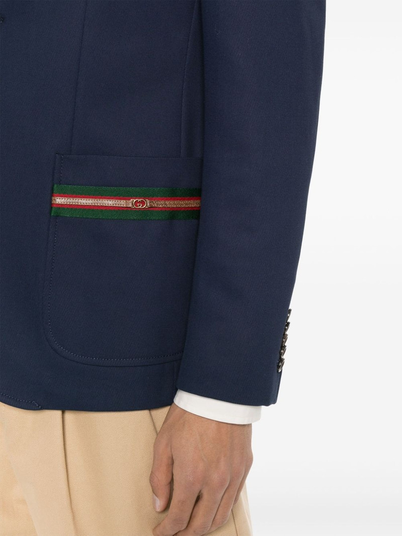 Web Stripe single-breasted cotton blazer 5