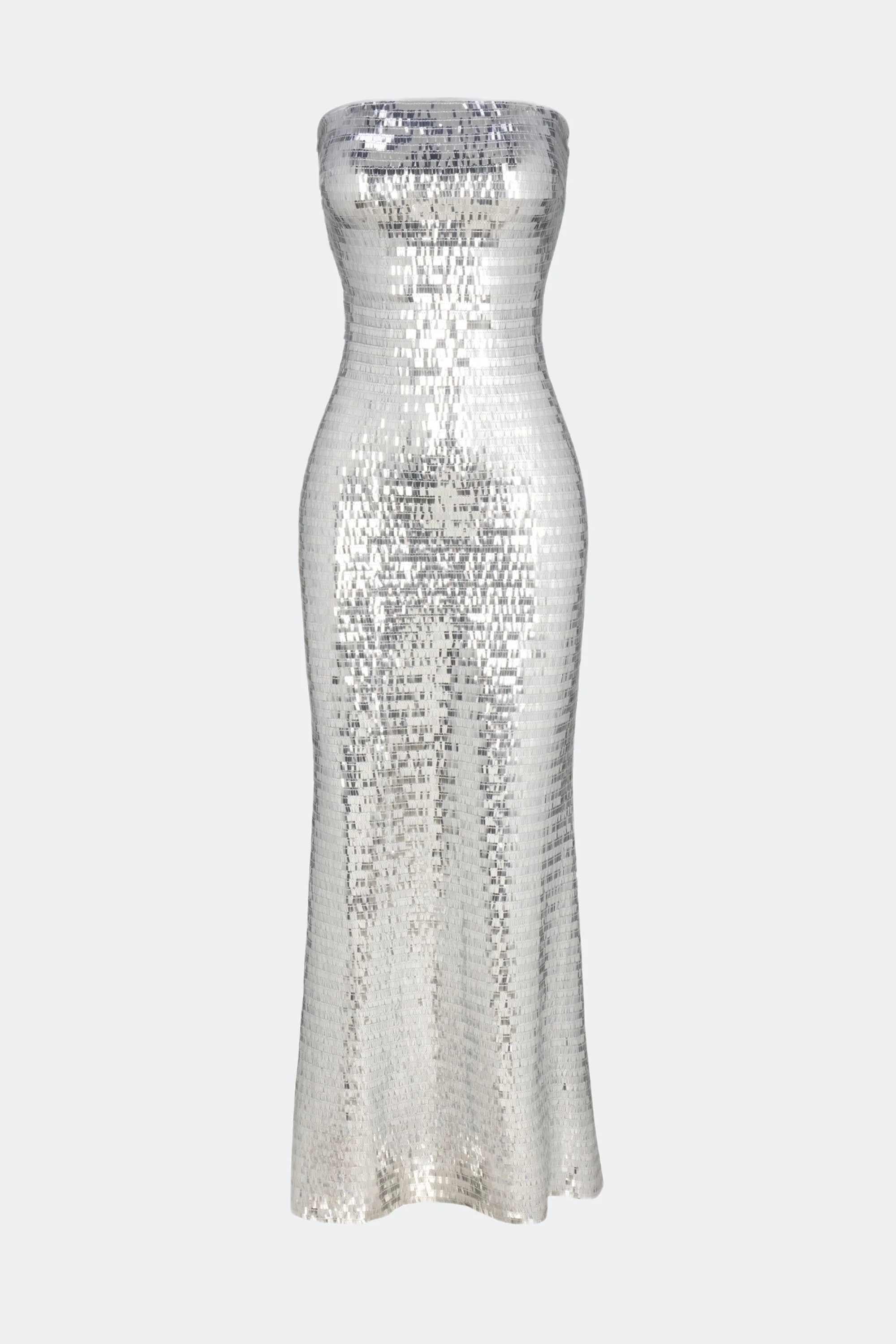 Sculpty Strapless Piano Sequin Dress (Archive) In Satellite Silver - 1
