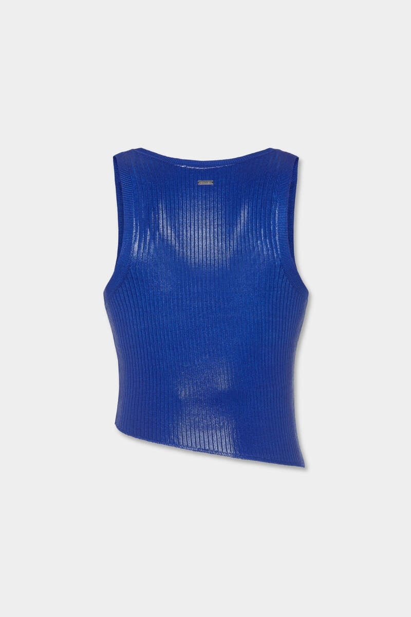 RIBBED KNIT ASYMMETRIC TOP - 2