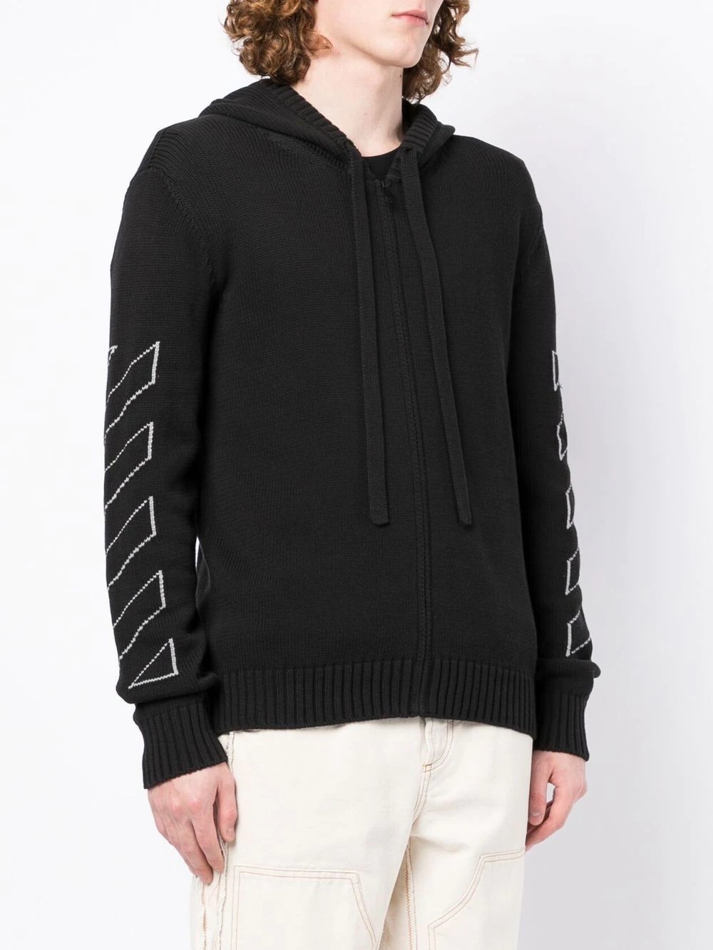 Diag Outline knitted zip-up hoodie - 4