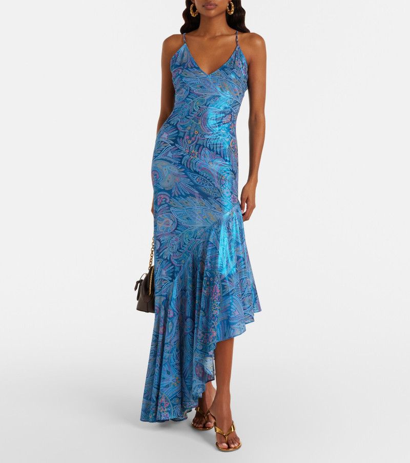 Etro Paisley asymmetric ruffled midi dress outlook