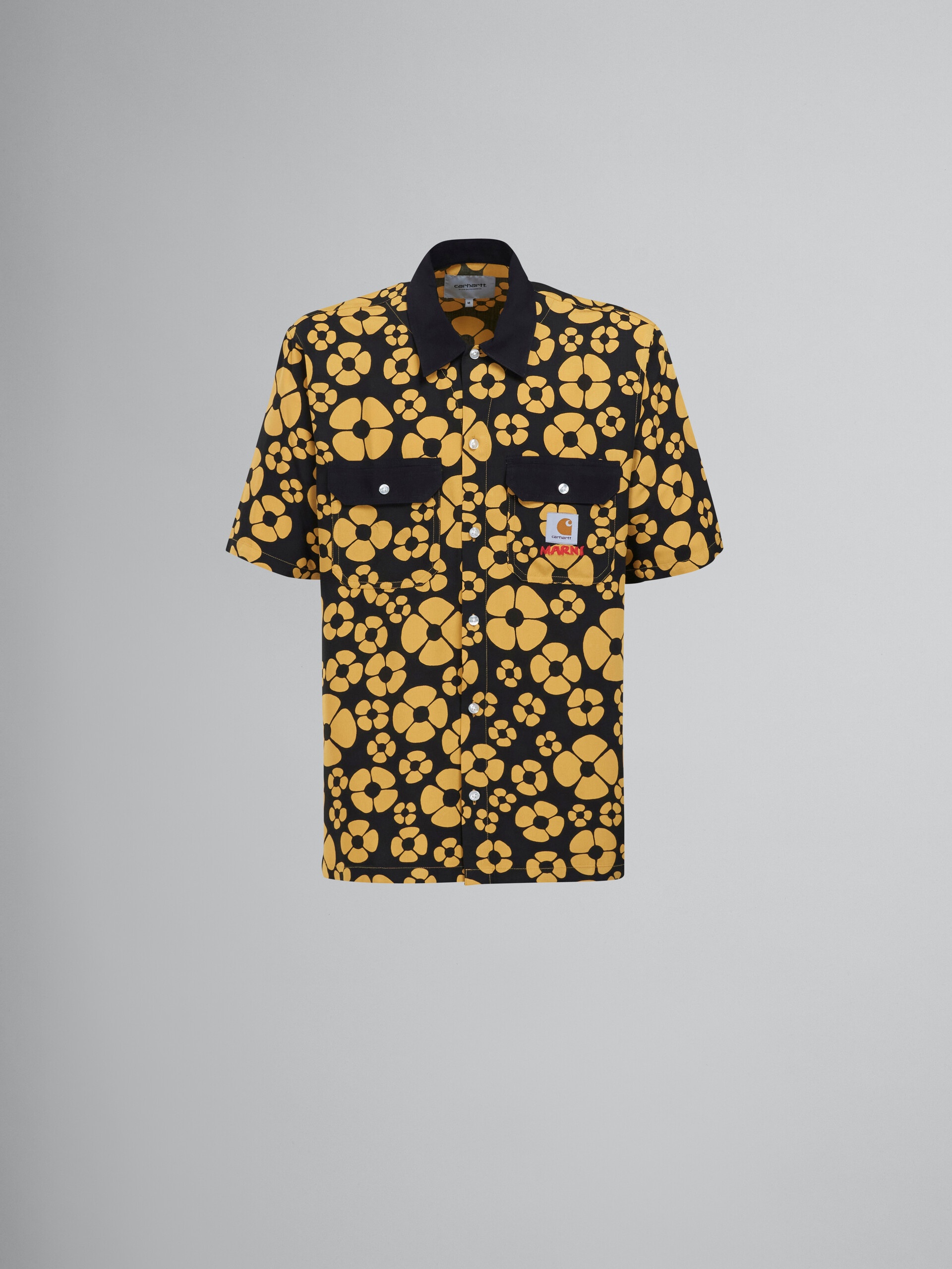MARNI X CARHARTT WIP - YELLOW SHORT-SLEEVED FLORAL SHIRT - 1