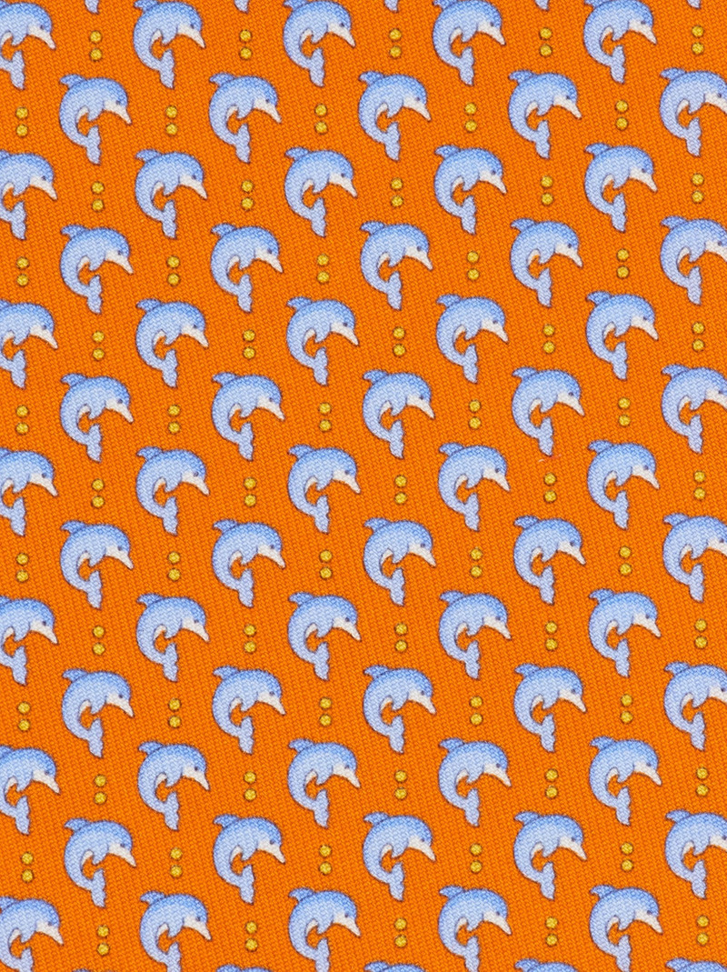 FERRAGAMO Dolphin print silk tie outlook