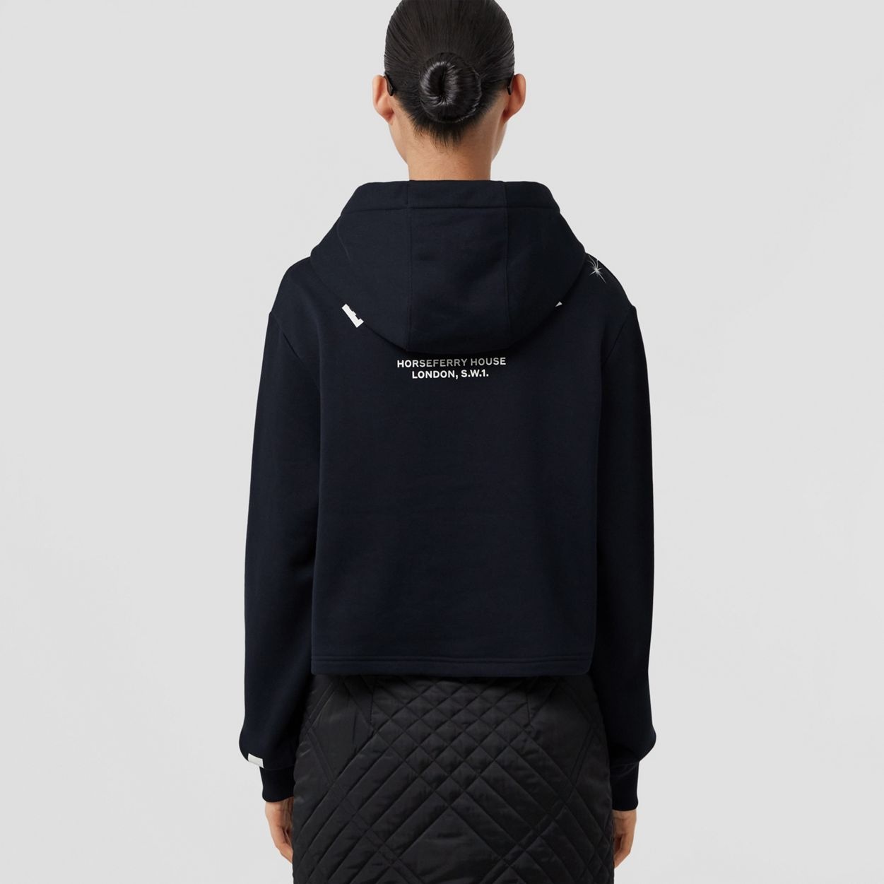 Constellation Print Cotton Cropped Hoodie - 4