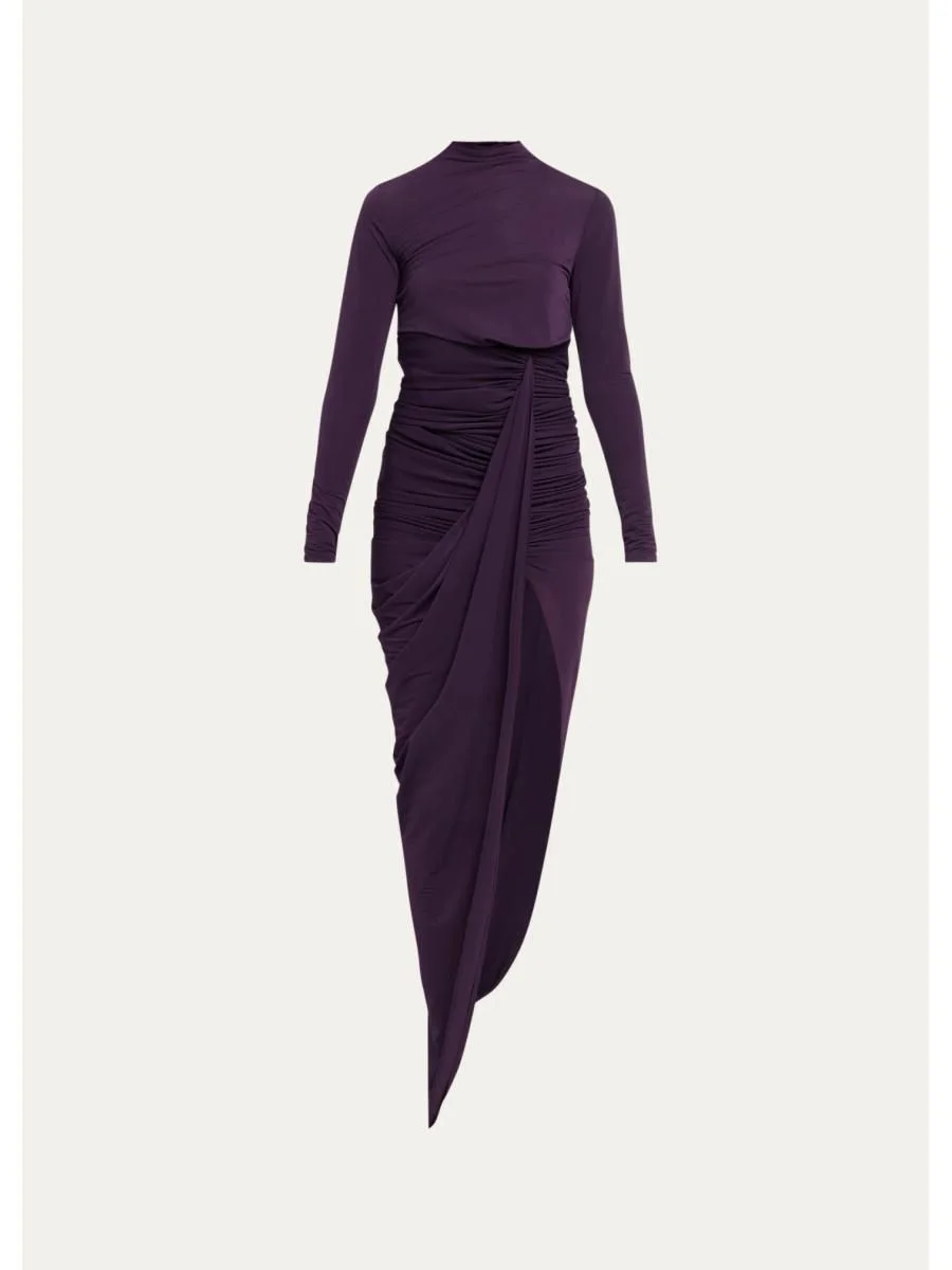 Sera Draped Side-Slit Jersey Maxi Dress - 1