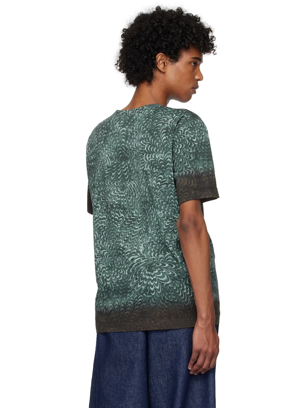 Blue Printed Cotton T-shirt - 3