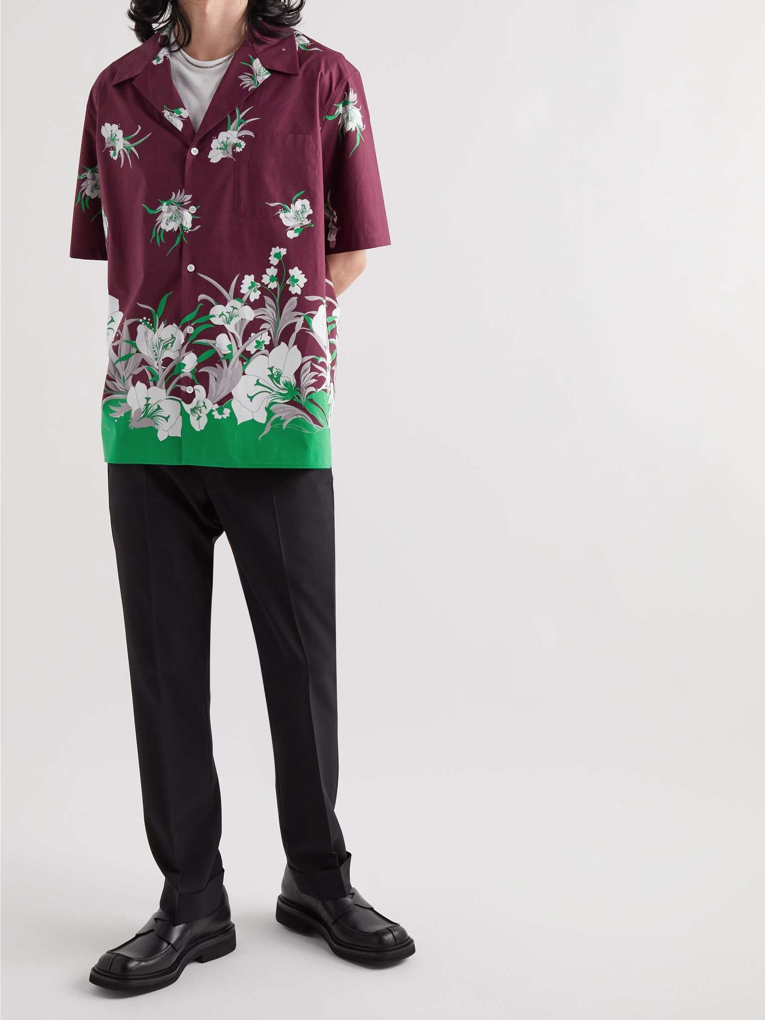 Camp-Collar Floral-Print Cotton-Poplin Shirt - 2
